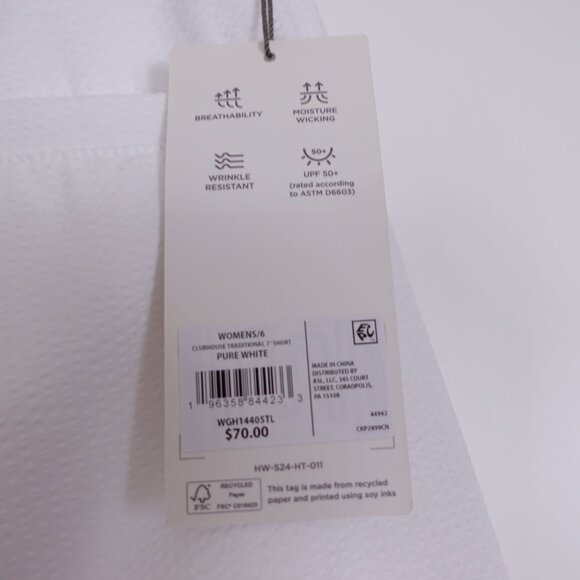 NWT Walter Hagen Clubhouse Traditional 7" Golf Shorts Sz 6 White Moisture Wick - Picture 7 of 8